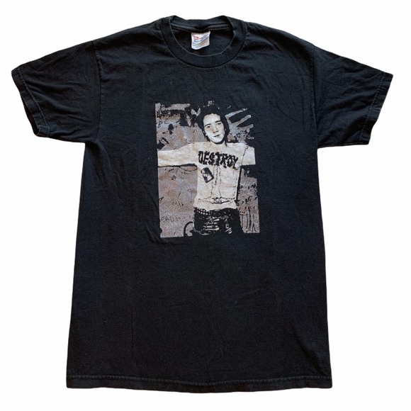 Vintage Tops - Vintage Black Graphic T-shirt Destroy Size S